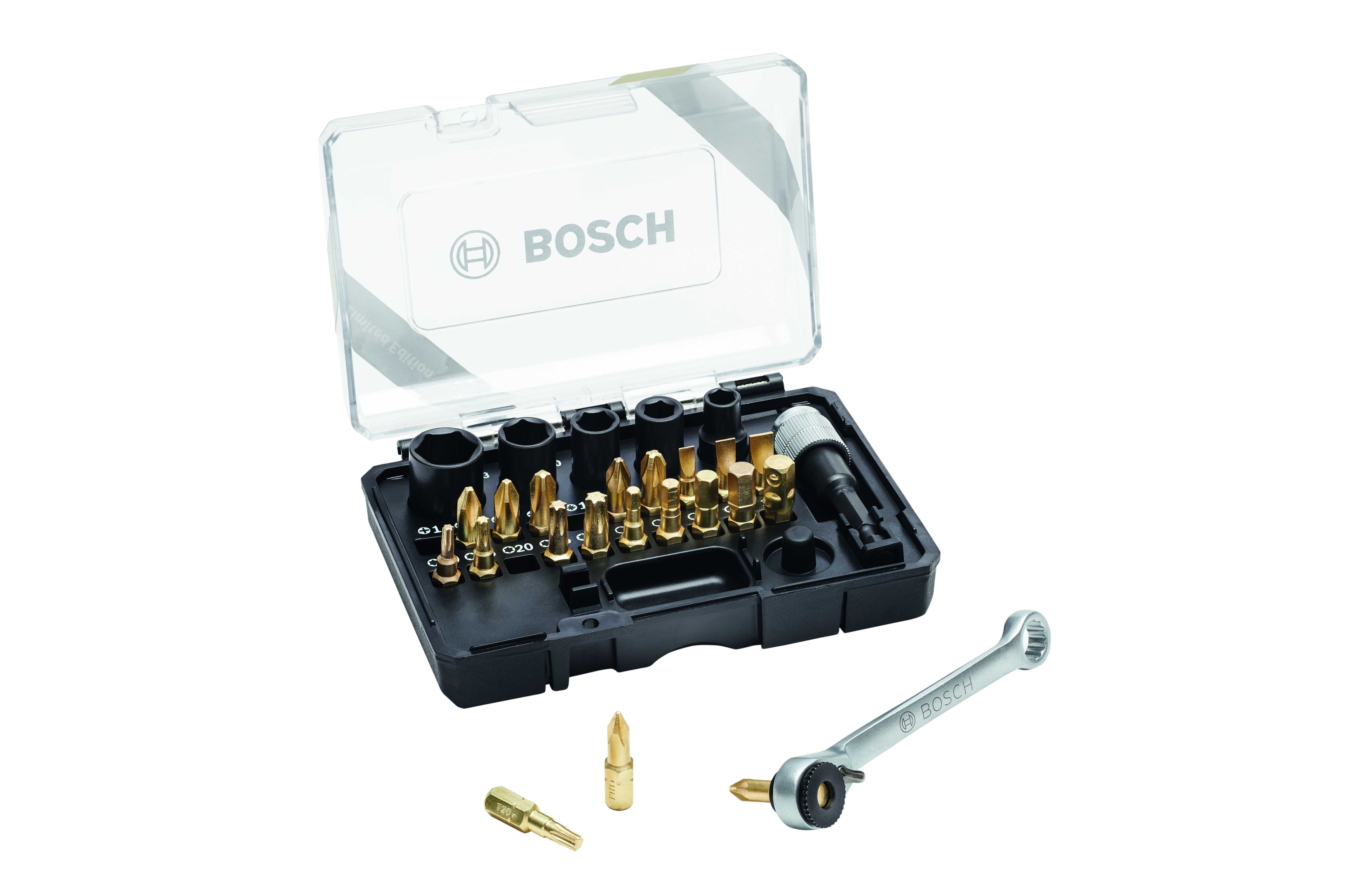 und Ratschen-Set 27-teilig in Aufbewahrungsbox Bosch Mini Schrauberbit 