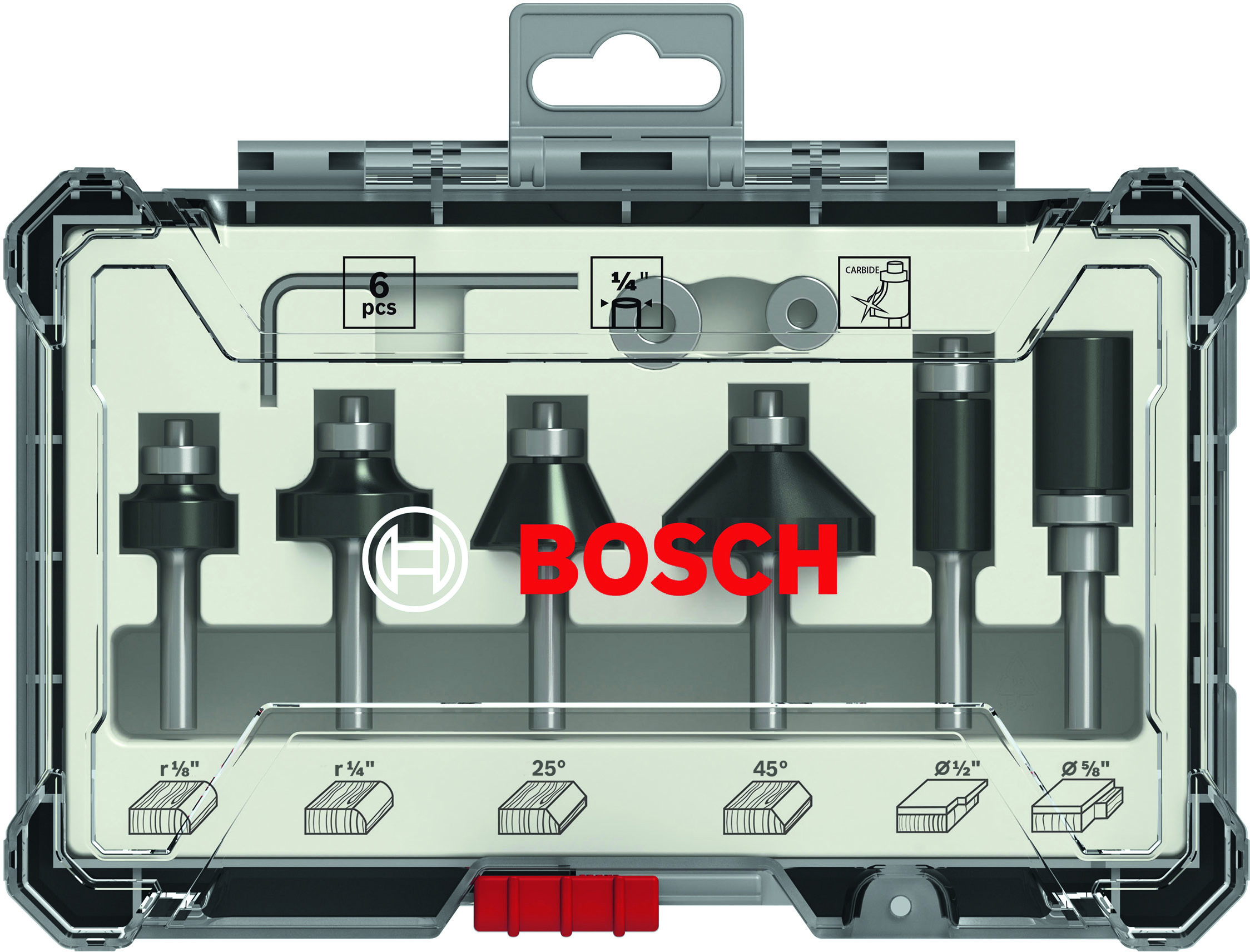 Bosch 1/4&quot; Trim &amp; Edging Router Bit Set (6pcs)