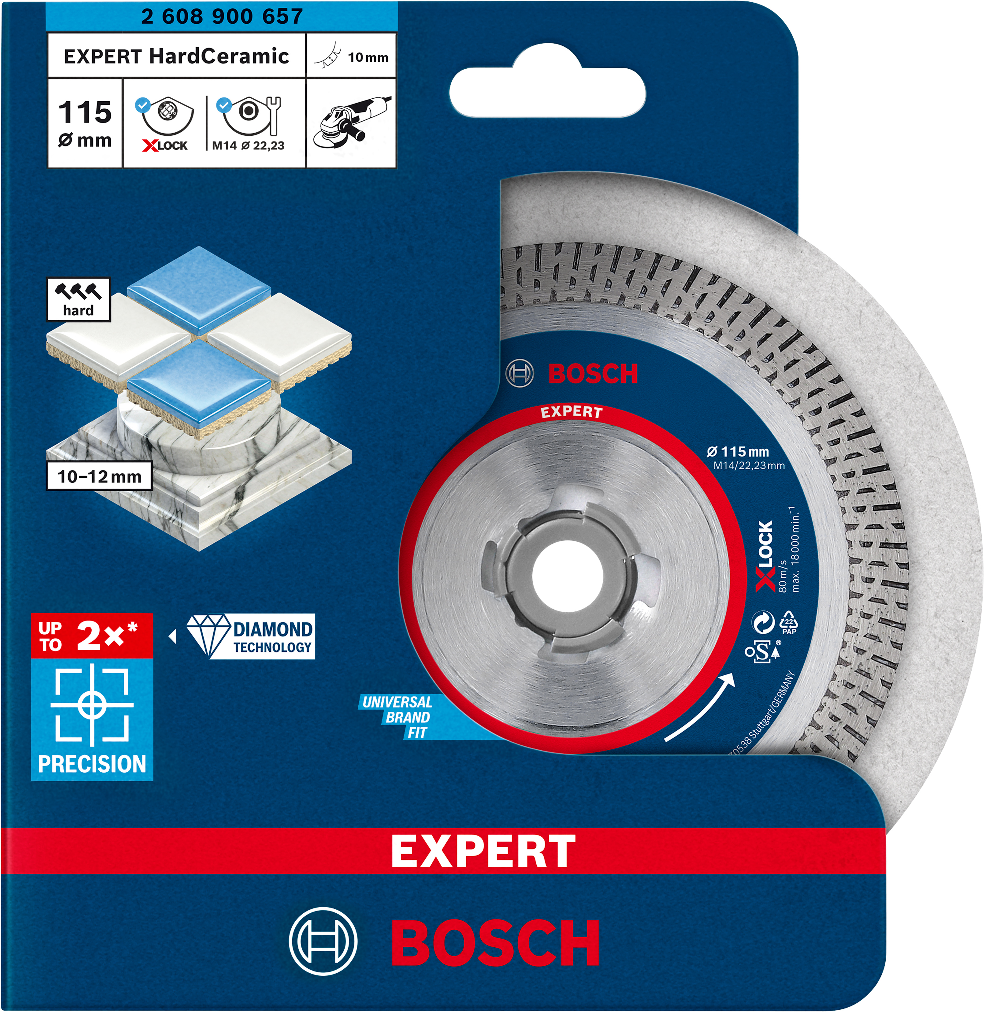 Bosch 115mm X-LOCK Expert HardCeramic Diamond Grinder Cutting Disc