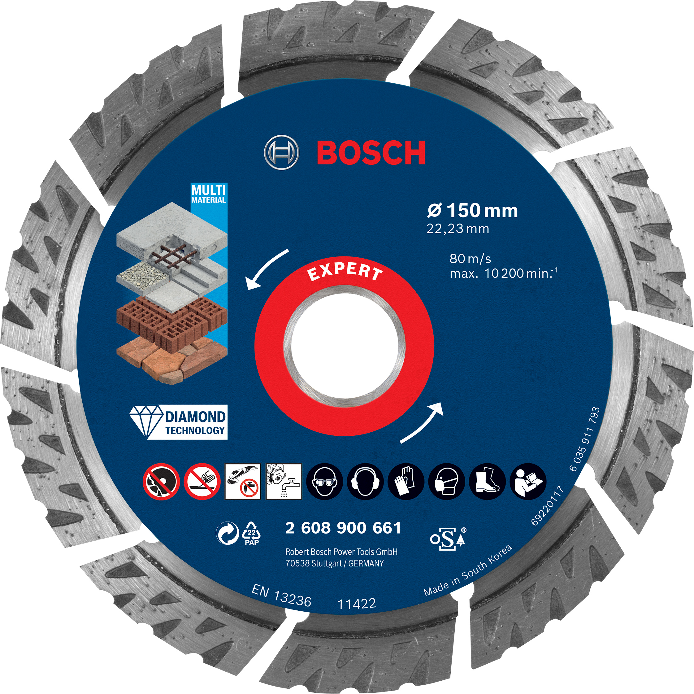 Bosch EXPERT MultiMaterial Diamanttrennscheiben, 150 x 22,23 x 2,4 x 12 mm