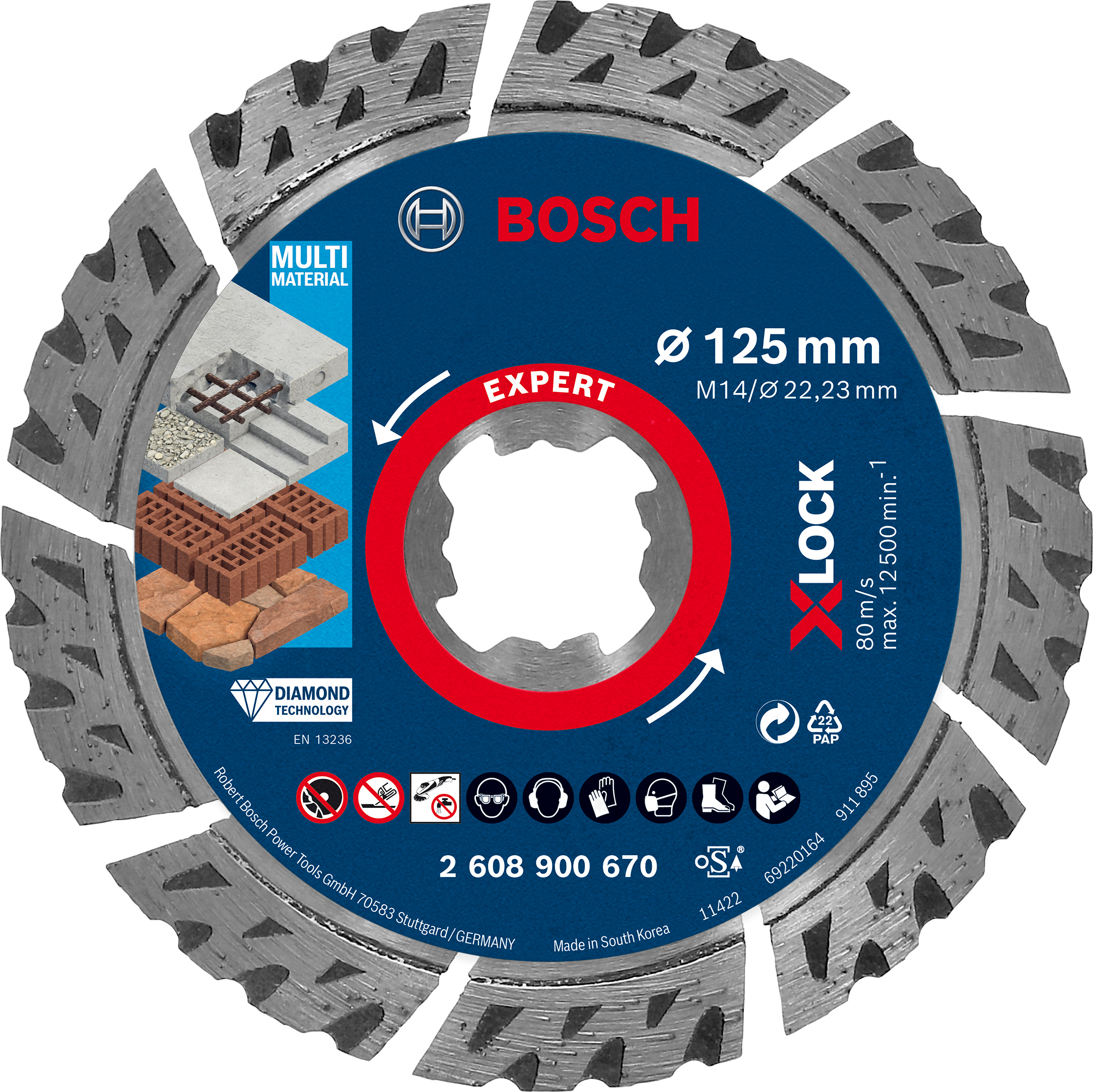 Bosch Expert HardCeramic X-LOCK Diamanttrennscheiben 125 x 22.23 x 1.4 x 10 mm 